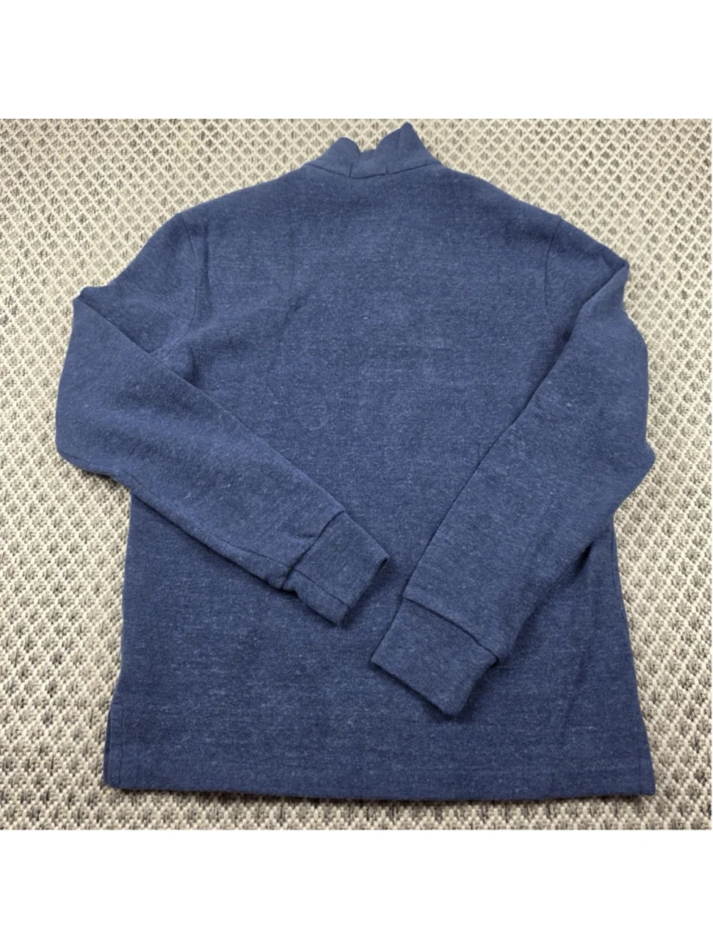 Polo Ralph Lauren Blue Shawl Collar Sweater Mens Small Leather Trim Cotton
